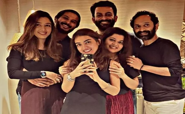 Nazriya, Fahadh, Dulquer and Prithviraj With Their Wifes Get Together Party - Sakshi