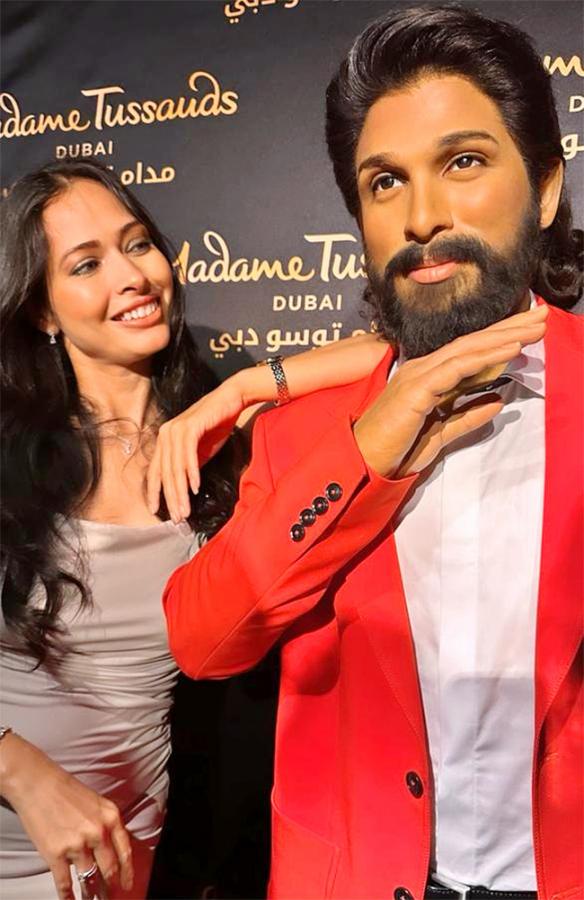 Allu Arjun's wax statue at Madame Tussauds Dubai - Sakshi