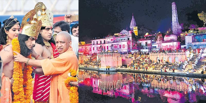 Yogi Adityanath Celebrates Grand Diwali in Ayodhya - Sakshi