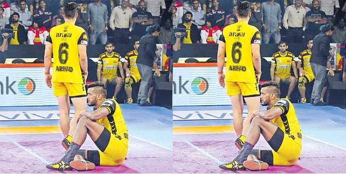 Telugu Titans and U.P. Yoddha play out the first tie of Season 7 - Sakshi