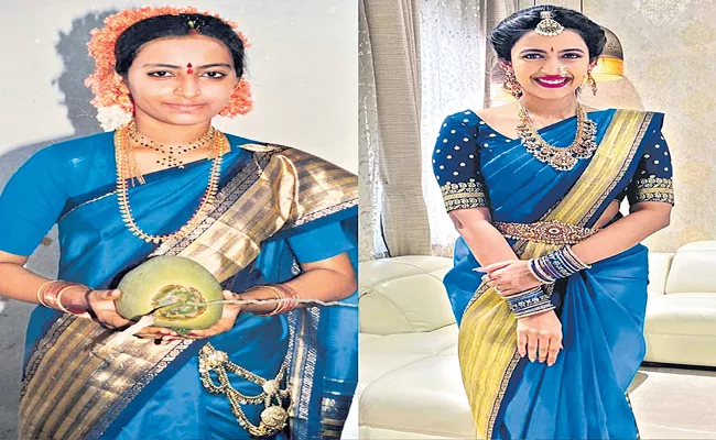 Niharika Wears Her Mother Engagement Saree - Sakshi