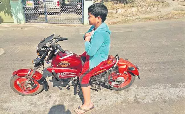 Father Change Bicycle Into Battery Bike For Son In Krishna - Sakshi