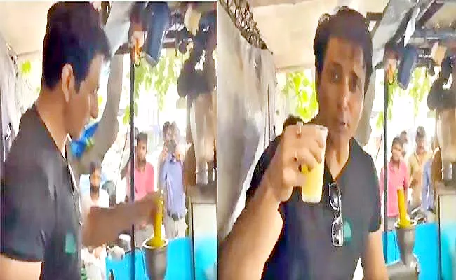 Sonu Sood Selling Mosambi Juice In Hyderabad, Video Viral - Sakshi