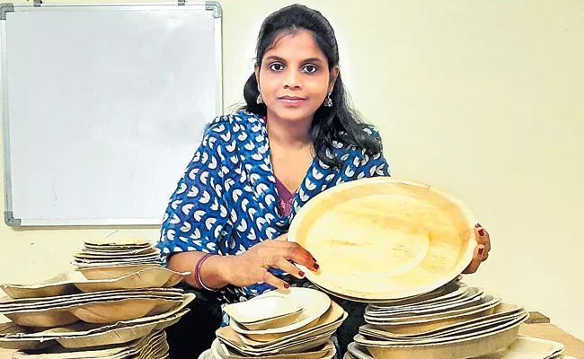 Innovative Thoughts Suchitra Divvelas Eco Friendly Disposable Areca Plates - Sakshi
