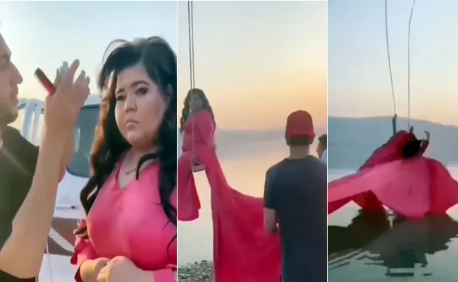 Viral Video Of Girl Plans Photoshoot Over River, Falls in Water - Sakshi