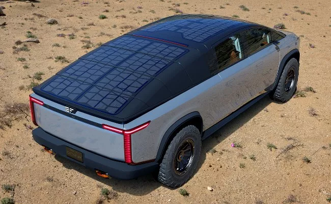 This electric and solar truck is a Tesla Cyber Truck look-alike - Sakshi