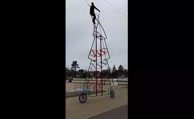 Viral Video: Man Designs Tallest Rideable Bicycle - Sakshi