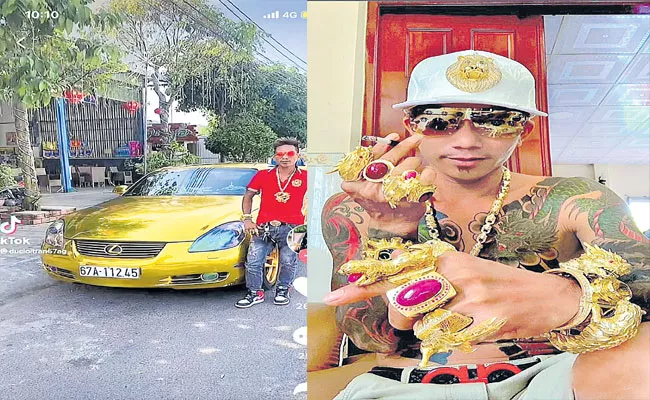 A Man Shows Off Gold Obsession Wearing 2 Kilograms Of Gold - Sakshi