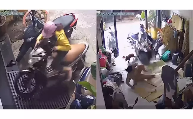 An Out Of Control Motorcycle Crashed Into A Shop In Vietnam - Sakshi
