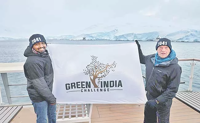 Green India Challenge: Flag Flying Over Antarctica - Sakshi