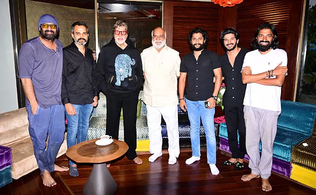 Amitabh Bachchan Meets Stalwarts Of Cinema Prabhas Nani Nag Ashwin - Sakshi