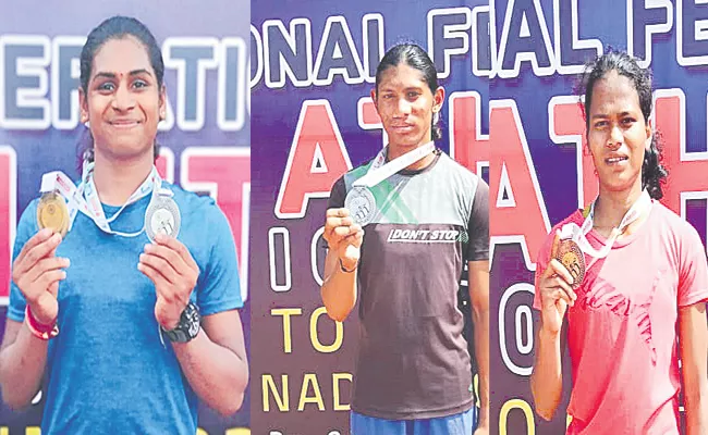 National Federation Cup Under 20: Telangana Nandini Won Gold 100m Hurdles - Sakshi