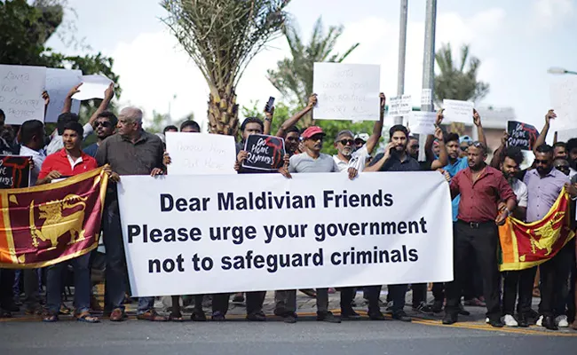 Gotabaya Rajapaksa Faced protests in The Maldives - Sakshi