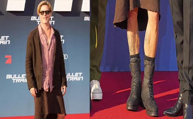 Brad Pitt In Linen Skirt For Bullet Train Berlin Premiere - Sakshi