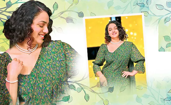 Fashion: Nithya Menon Fabulous Look In Masaba Gupta 10k Green Saree - Sakshi