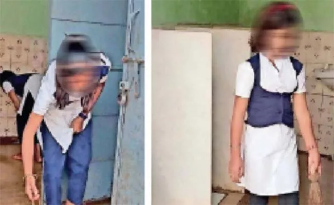 Girls Spotted Cleaning Toilets At Govt School In MPs Guna Pictures Viral - Sakshi