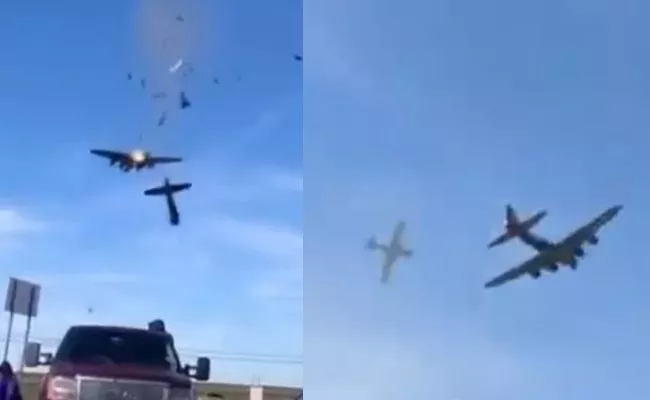 B17 Bomber Collides With Another Plane At US Airshow - Sakshi
