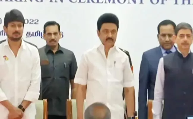 Tamil Nadu CM MK Stalin Son Udhayanidhi Was Sworn In As Minister - Sakshi