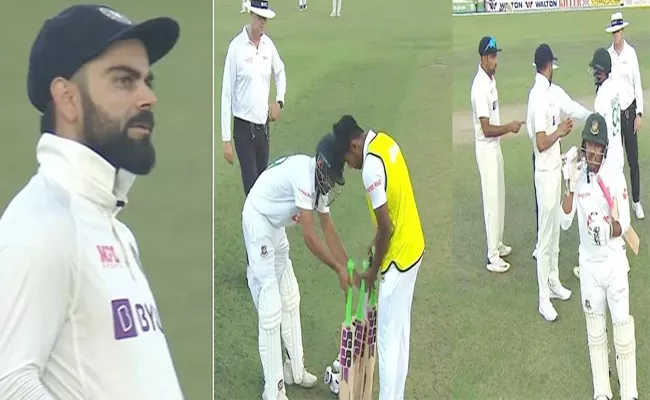 Ind Vs Ban 2nd Test: Frustrated Kohli Yells At Shanto Shirt Bhi Khol Le - Sakshi