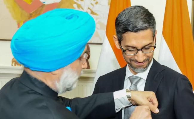 Google CEO Sundar Pichai Received Padma Bhushan - Sakshi