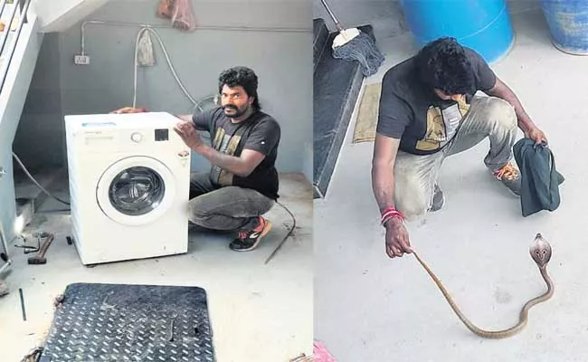 Cobra In Washing Machine At Shivamogga - Sakshi