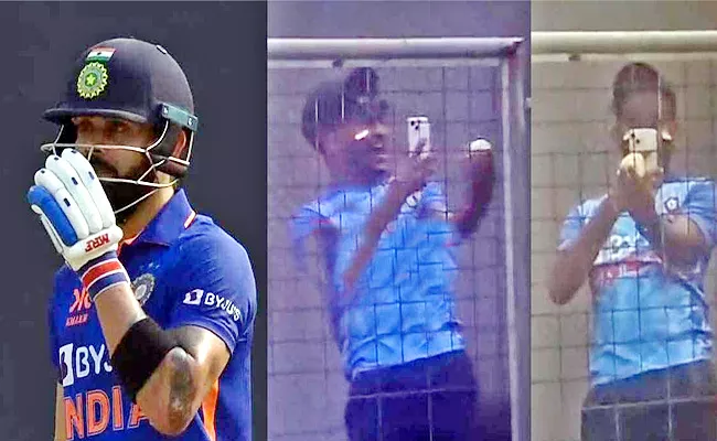 IND vs SL: fan holding up play to click selfie with Virat Kohlis six hit ball - Sakshi