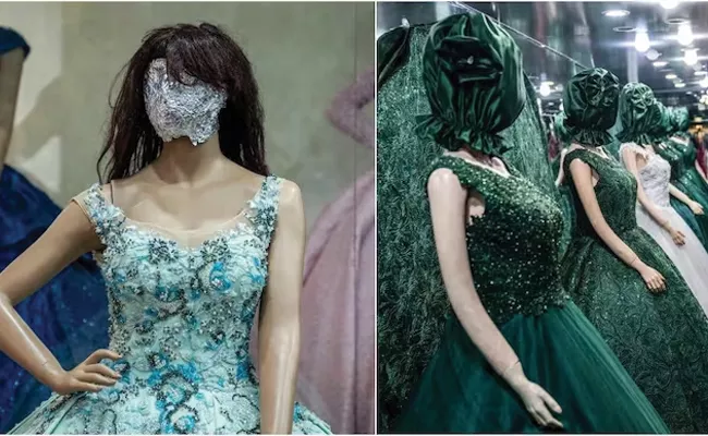 Afghanistan Shopkeepers Cover Female Mannequins Faces Taliban - Sakshi