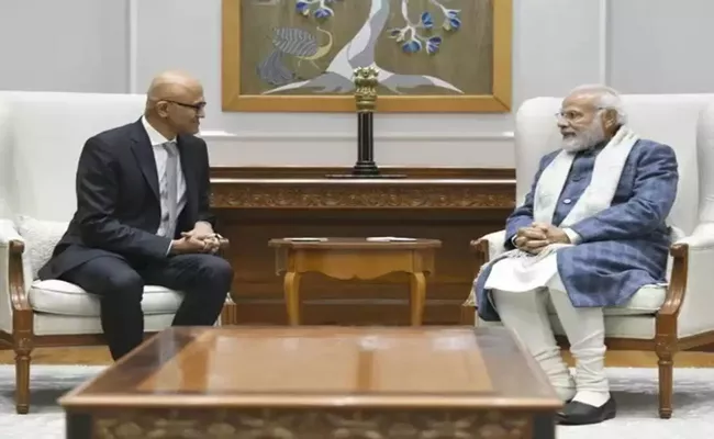 Microsoft CEO Satya Nadella Meets PM Narendra Modi, Pledges Support To Digital India Vision - Sakshi
