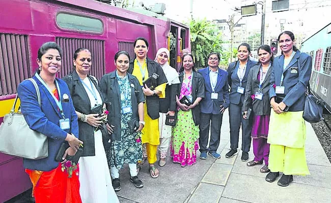 Women took charge of running the Mumbai-Pune Deccan Queen Express - Sakshi