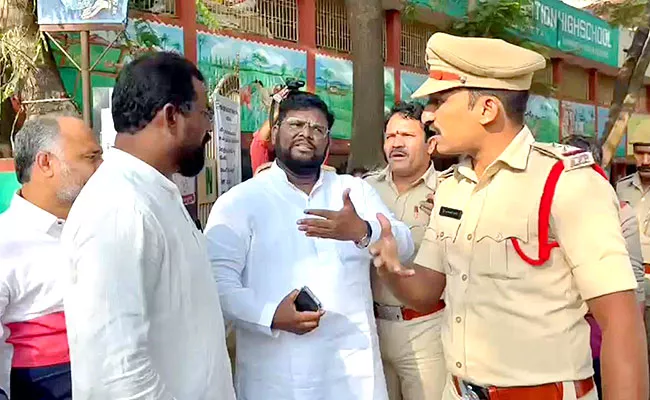 Nellore TDP Leader Over Action On Police At Polling Station - Sakshi