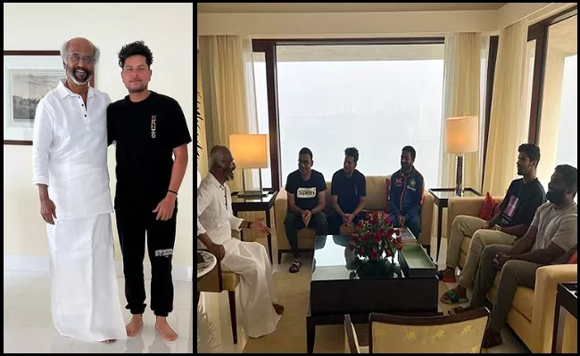 Kuldeep Yadav, Team India members pay visit to Superstar Rajnikanth at his house - Sakshi