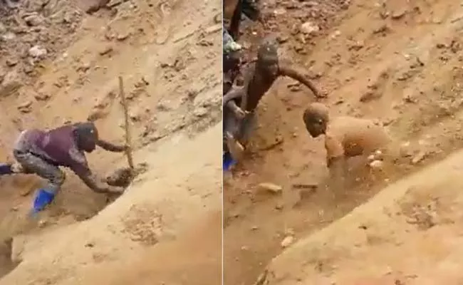 Man Rescued miners in Collapsed Gold Mine Video going viral - Sakshi
