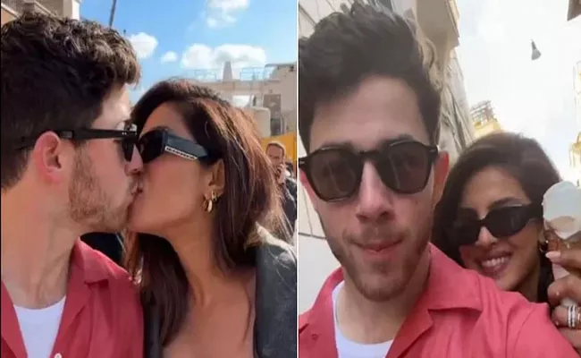 Priyanka Chopra and Nick Jonas lock lips on Rome street during vacation - Sakshi