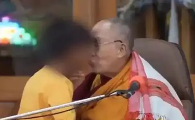 Dalai Lama Faces Backlash Over Viral Video of Him Kissing Boy - Sakshi