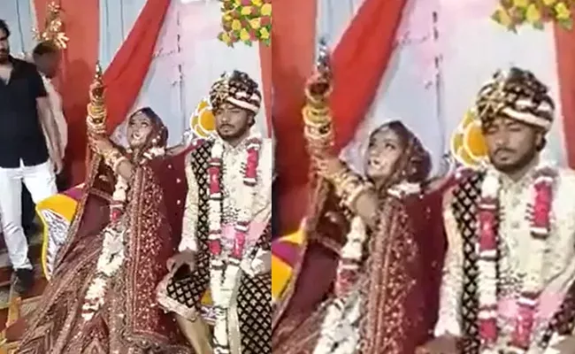 UP Hathras Bride Fires Bullets During Wedding Ceremony Viral Video - Sakshi