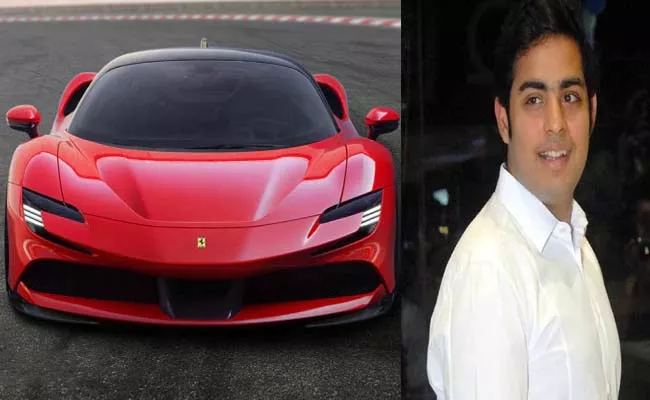 Akash Ambani Drives Red Ferrari SF90 Car On Mumbai Streets - Sakshi