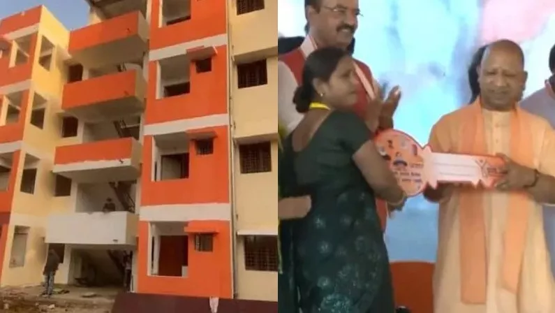 Yogi Adityanath Hands Over 76 Flats Built On Gangsters Seized Land - Sakshi