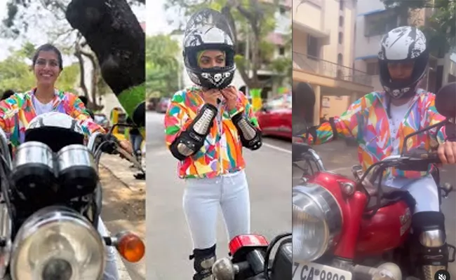 Varalakshmi Sarathkumar Bullet Bike Ride Video Goes Viral - Sakshi