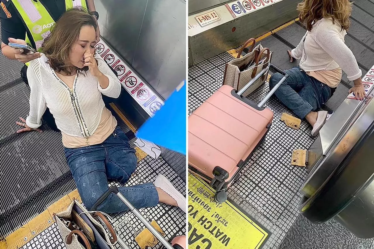Woman Leg Amputated After Stuck In Thai Airport Walkway  - Sakshi