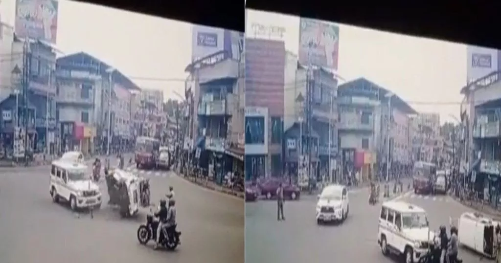 Kerala Ministers Convoy Hits Ambulance Topples Slides - Sakshi