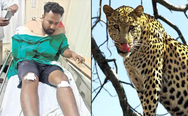 Leopard attack on youth man - Sakshi