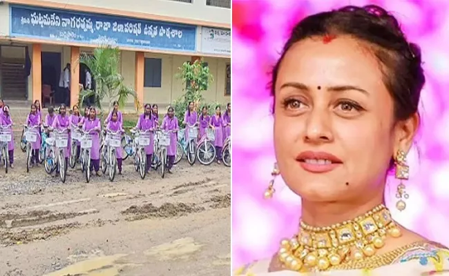  Namrata Shirodkar Shares School Girls Photo With Bicycles In Burripalem - Sakshi