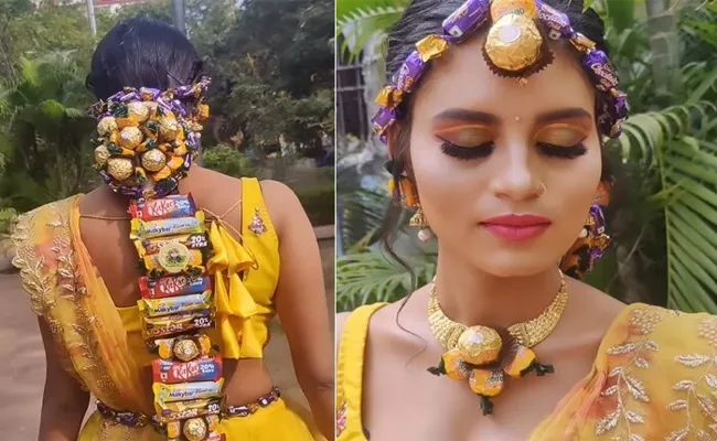 Video Of Bride Chocolate Hairstyle Goes Viral On Internet - Sakshi
