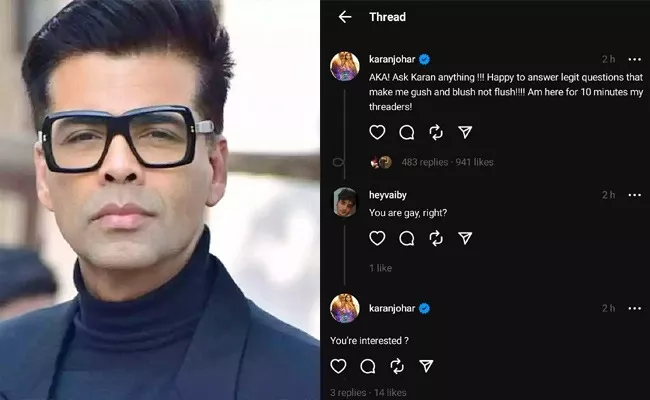 Netizen Asks Karan Johar Are You Gay He Also Responds to Him - Sakshi