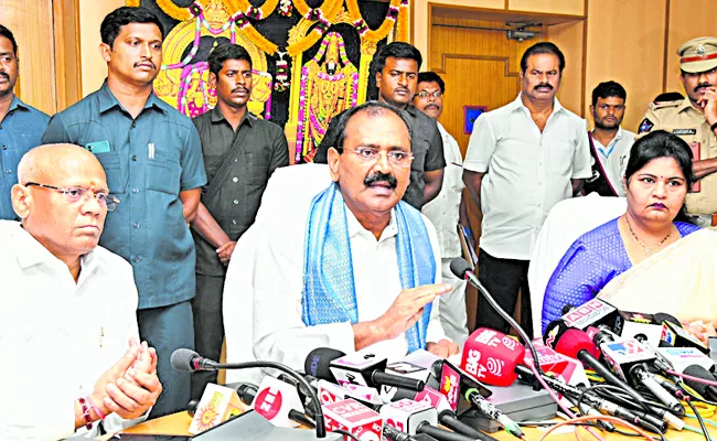 For protection We will provide a stick to devotees:TTD Chairman Bhumana Karunakara Reddy - Sakshi
