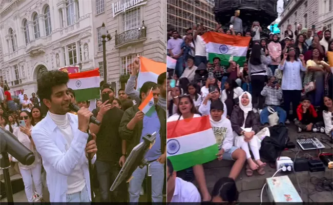 Street Performer's Rendition Of Patriotic Songs In UK Makes - Sakshi