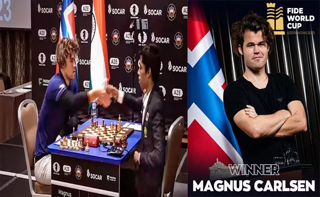 Chess World Cup 2023 Final: World No 1 Magnus Carlsen Beat Praggnanandhaa Tie Breaks - Sakshi