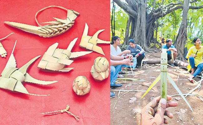 Coimbatore Based Palm Leaf Artist Teaches Pupperty To Young Students - Sakshi