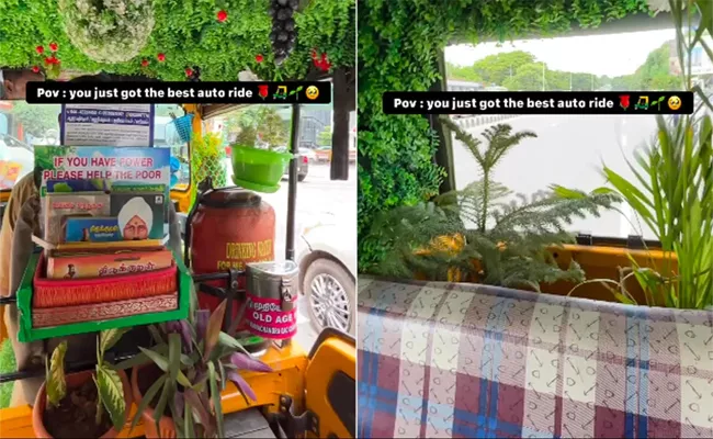 Chennai Driver Creates Mini Garden Inside His Auto - Sakshi