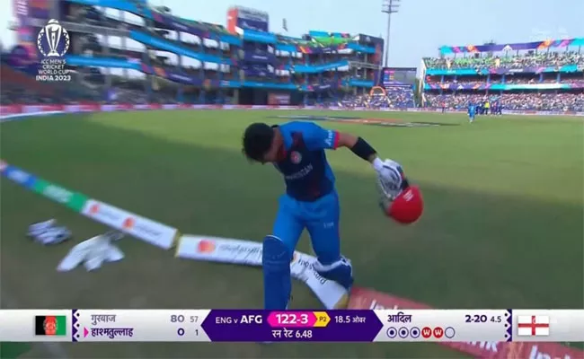 CWC 2023 ENG VS AFG: Rahmanullah Gurbaz Hits Boundary Rope, Chair In Anger After Run Out - Sakshi